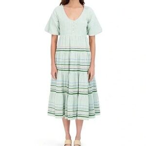 Roller Rabbit Light Green and White Midi Dress